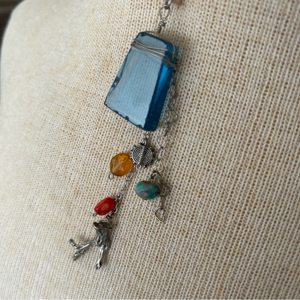 Sea Glass and Branch Boho Pendant - Picture 2 of 13